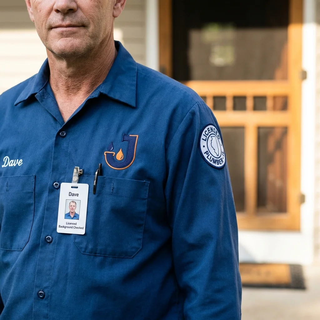Licensed plumber showing ID badge in Saint Bonaventure, NY