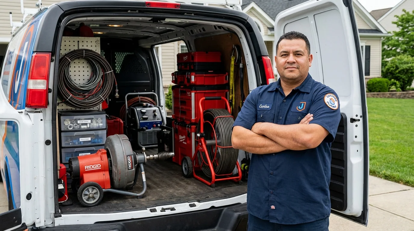Professional drain cleaning equipment and Johns Plumbing LLC plumber in Saint Bonaventure