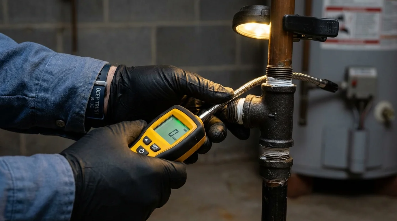 Gas leak detection with electronic sniffer by Johns Plumbing LLC in Saint Bonaventure