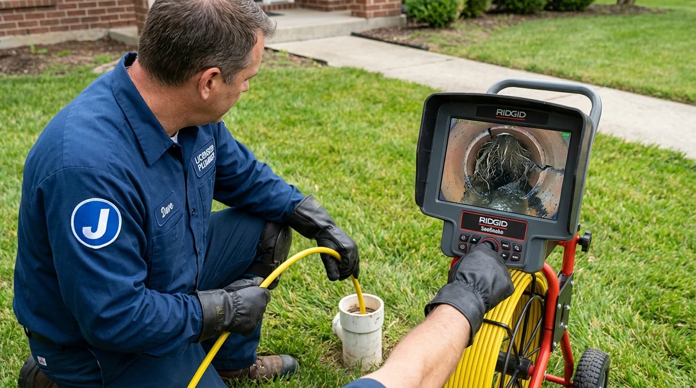 Sewer camera inspection being performed by Johns Plumbing LLC in Saint Bonaventure