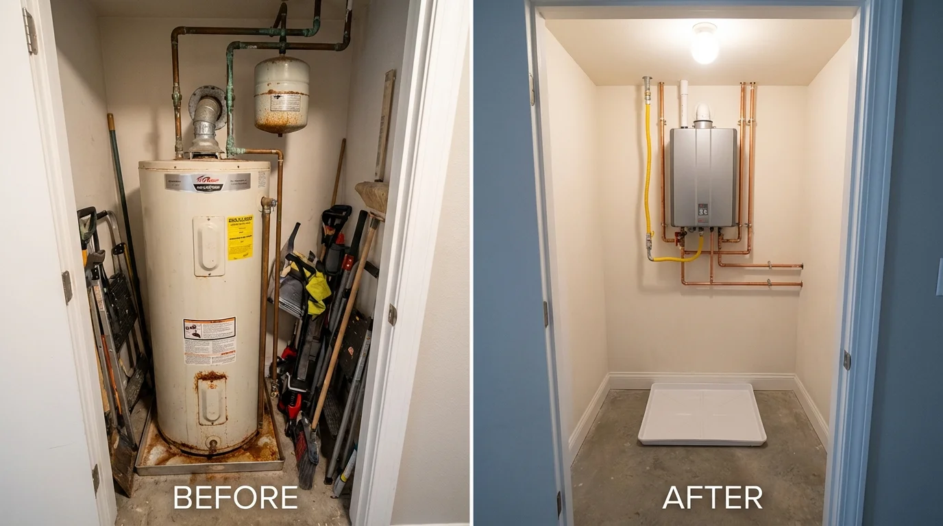 Tank water heater versus wall-mounted tankless unit comparison for Saint Bonaventure, NY homeowners